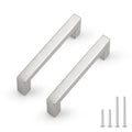 Probrico 5 Pack Hole Centers 3.5inch Square Kitchen Cabinet Pulls,Brushed Satin Nickel Dresser Handles, Stainless Steel Drawer Pull Handle for Cabinets 4inch Length - color: Brushed Nickel, size: Hole Center: 90mm(3.5inch)