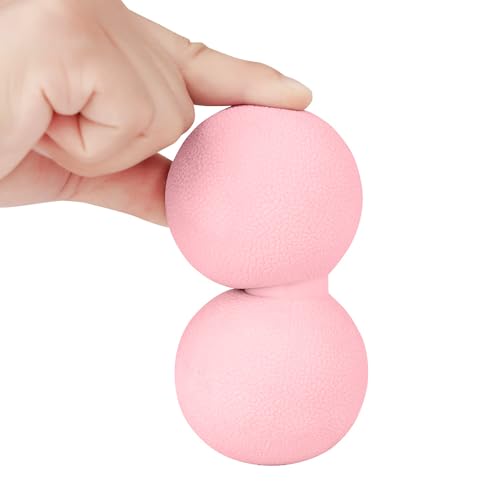 Double Lacrosse & Micro-Elastic Peanut Massage Ball - Myofascial Release Tool for Muscle, Back, Foot, and Physical Therapy, Mobility Roller for Acupressure and Relaxation (Pink) - color: Pink