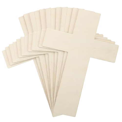Anglechic 12 Pcs Wooden Cross Craft 12 Inch Wood Crosses for Crafts Unfinished Wood Cutouts for DIY Arts Craft Project Easter Sunday School Church Home Decoration - color: natural color