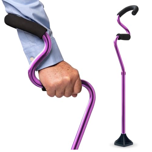 StrongArm Comfort Cane + Self Standing Lightweight Adjustable Walking Cane + Stabilizes Wrist & Provides Extra Support & Stability + Ergonomic Forearm Grip + Canes for Men & Women (Purple) - color: Purple