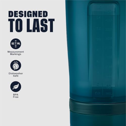 BlenderBottle Shaker Bottle with Pill Organizer and Storage for Protein Powder, Classic V2 ProStak System, 22-Ounce, Ocean Blue - color: Ocean Blue