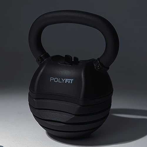 Polyfit Adjustable Kettlebell Set - 5-in-1 Weights for Home Gym - color: BLACK - 50 LB