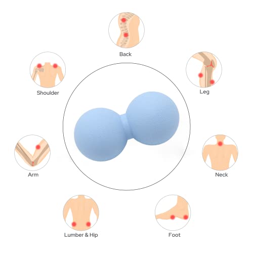 Hard Peanut Massage Ball, Double Lacrosse Massage Ball. Deep Tissue Massage Roller Mobility Ball for Physical Therapy Myofascial Release Muscle Relaxer Acupoint Massage (Blue) - color: Blue