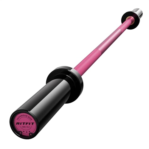 RITFIT Olympic Barbell 4ft/6ft - 2 Inch Weight Bar for Strength Training, Weightlifting, Squat, Deadlift, Bench Press, Curl, Overhead Press - 350lbs/500lbs Capacity - color: Black/Pink, size: 4FT without Collar