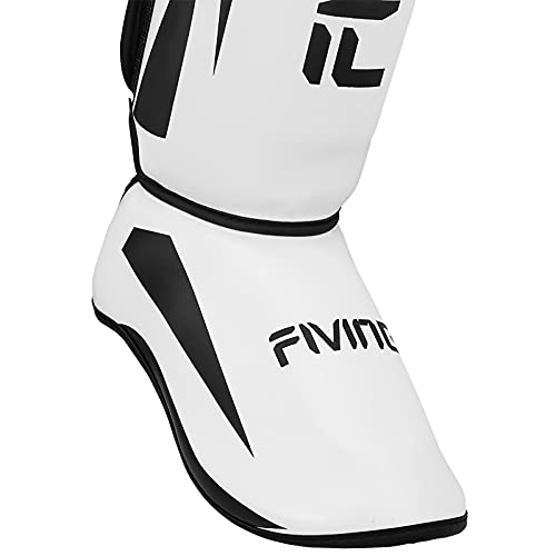MMA Martial Arts Shin Guards – Padded, Adjustable Muay Thai Leg Guards with Instep Protection for Kickboxing/MMA Training and Sparring – Professional MMA Equipment - color: White, size: Medium