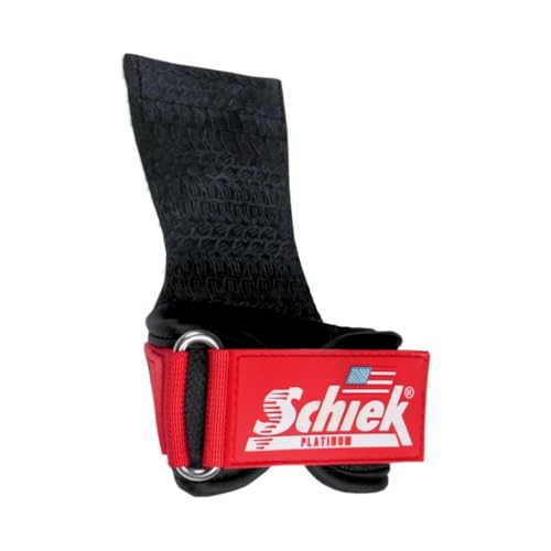 Schiek Sports Model 1907 Platinum Edition Ultimate Grips - 3 in 1 Weight Lifting Straps Wrist Wraps and Grip Pads - color: Red, size: XL