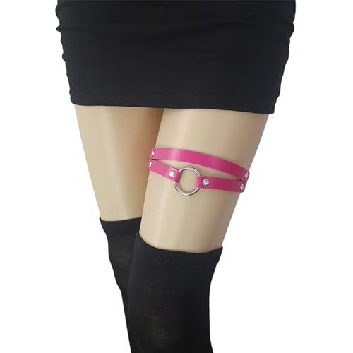 Adjustable O-ring Leg Garter, Elastic Thigh Garters Belt for Women, 1 Pair - color: Rose Red