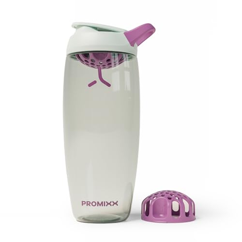 Promixx Pursuit Protein Shaker Bottle – 32oz Silent Snap-Fit Mixer for Lump-Free Shakes – Leak-Proof BPA-Free Ecozen Gym Shaker with Measurement Marks for Fitness and Travel – Seagrass Green - color: Seagrass Green, style: 32oz