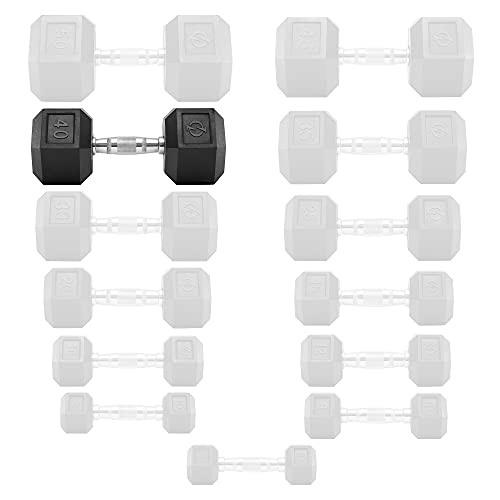 Philosophy Gym Rubber Coated Hex Dumbbell Hand Weights - style: 40 lb - Single
