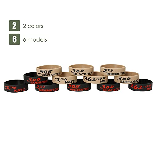Aolamegs 5/10 Pack Magazine Bands - 5.56 Nato, 300 Blackout, 300 Subsonic, .223 Remington, .308 Winchester, 7.62x39 Magazine Marking Band, Durable Silicone Ammo Caliber Bands for Magazine Identification (2 Colors) - color: 300blk-blackred(10pcs)