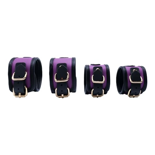 Wooden PU Spreader Bar with 4pcs PU Adjustable Straps,Workout Bar for Home Gym Training Bar,Portable Detachable Pilates Kit - style: Black+PU Purple Kit