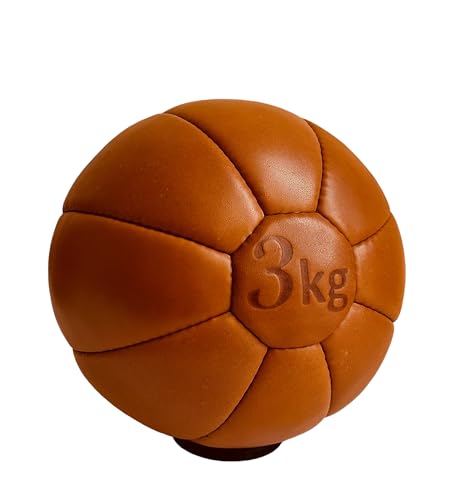 Medicine Fitness Balls | 3kg | 5kg | TAN Color 100% Cow Leather Vintage Training Gym MMA Boxing | Retro by GEOFFREY