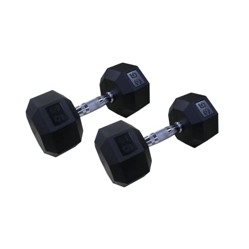 Ader 2lb-120lb Black Octagon Rubber Dumbbells Pair - size: 35lb