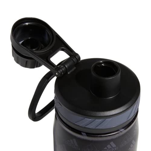 adidas Stainless Steel Metal Water Bottle 20 oz (600 mL) Screw Cap - color: Bos Mini Monogram Black/Black/Onix Grey