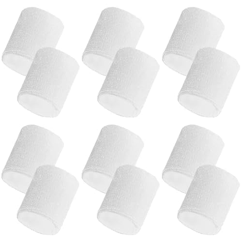 12 PCS Sweatbands Sports Wristband, Sweat Absorbent, for Basketball, Tennis, Football, Running - color: white