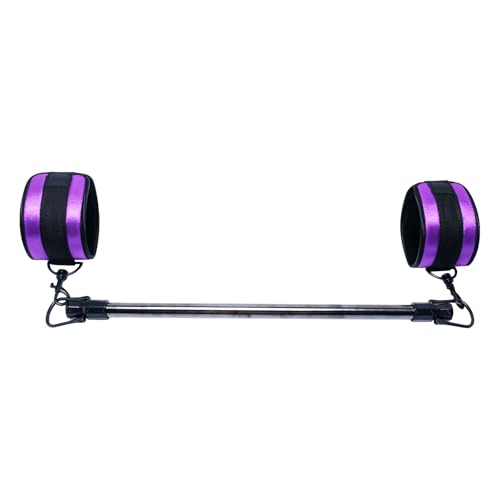 Spreader Bar Stainless Steel Vintage Black Bar with 2pcs Adjustable Straps,Sports Aid Training Fitness Gear Pilates Aid Kit, Home Restore Pilates Indoor Yoga Set - style: Fixed Black+PU Purple Kit