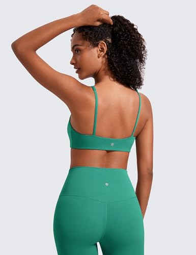 CRZ YOGA Butterluxe Square Neck Sports Bras | Light Support, Removable Pads, Yoga, Extremely Soft, Low Coverage, Adjustable Spaghetti Straps, for Women - color: Cascadia Green, size: Small