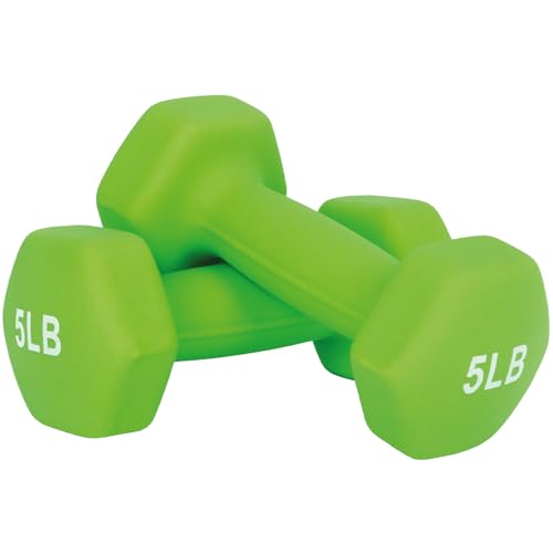 FUXION Neoprene Dumbbell Hand Weights, Sets of 2 Hexagon Non-Slip Weights for Home Gym Yoga Pilates Workout - size: 5lb Pair