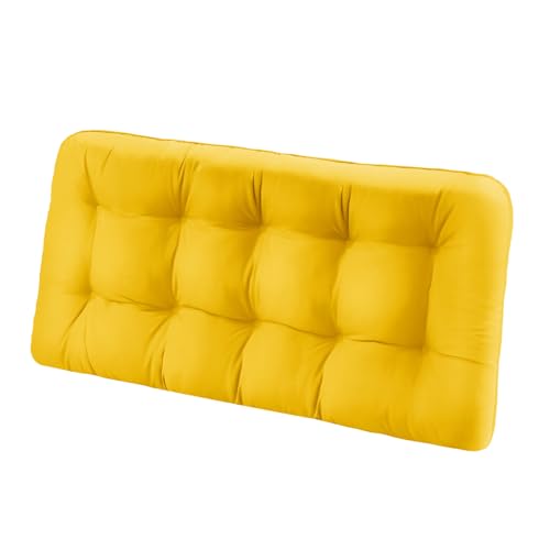 Tufted Bench Cushions for Outdoor Furniture, 44" x 19" Porch Swing Cushions Filled with Foam, Overstuffed Patio Cushions for Bench Loveseat with 2-3 Seats,Thick and Water Resistant, Yellow - color: Yellow, size: 44" x 19" x 5"