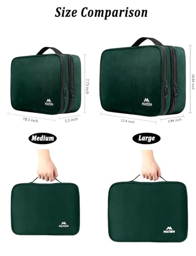 MATEIN Electronics Travel Organizer, Double Layers Charger Organizer with Sturdy Handle for Travel Accessories, Tech gifts for Men and Women, Medium Tech Case for Cable Management, Peacock Blue - color: Dark Green, size: Medium