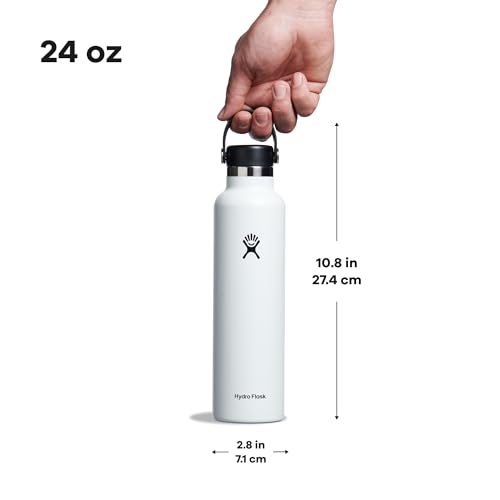 Hydro Flask Water Bottle - Insulated Stainless Steel - Non Spill, Leakproof in 24 Oz White - color: White, style: 24 Oz