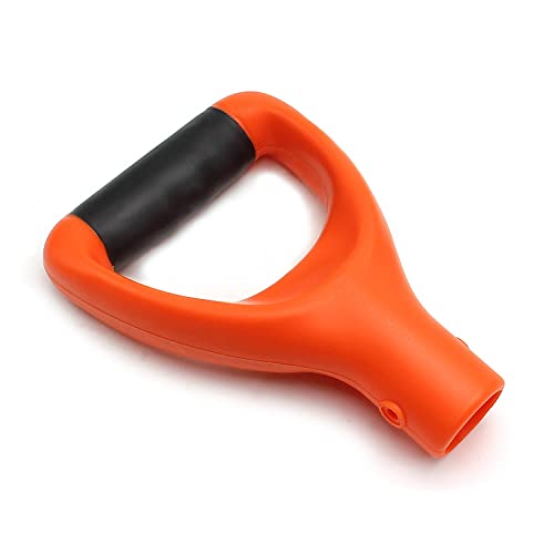 MroMax Curved D Grip Handle Replacement, 1-1/4" Inner Dia, Heavy Duty PVC | Replacement handle for Shovel, Spade, Snow Shovel & Garden Rake, Orange & Black, Ideal for Digging and Raking Tasks - color: Curved Orange