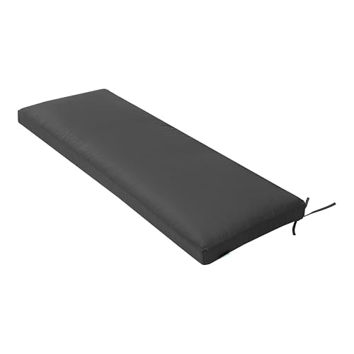 QILLOWAY Indoor/Outdoor Bench Cushion, Thick Upholstery Foam Couch Swing Pads with Ties,48-Inches,Dark Grey - color: Dark Grey