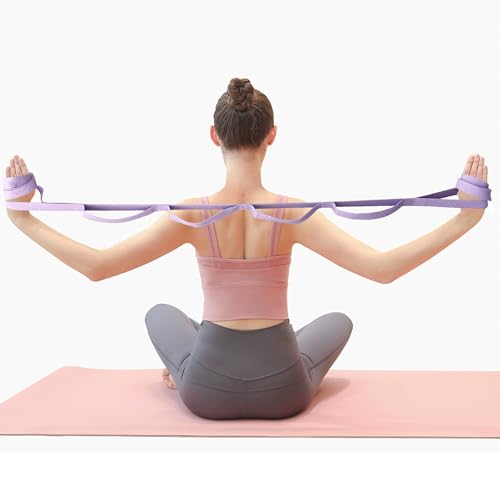 Aozora Yoga Strap Stretching Strap with Loops, Stretch Straps for Physical Therapy, 10 Loops Non-Elastic Exercise Strap for Pilates, Dance and Gymnastics - color: 5pack-Multiple colors, size: 1"W