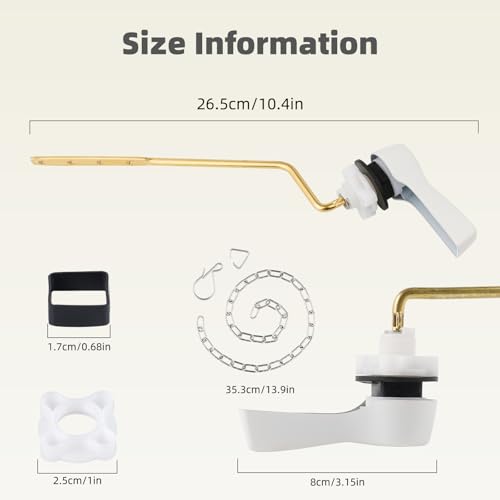 Universal Metal Toilet Handle Lever Replacement, Side/Angle Mount, White | Solid Brass Toilet Flush Handle Compatible with Kohler/American Standard/ TOTO/Gerber, Stainless Steel Chain, Easy to Install - color: White, style: Side Mount Design