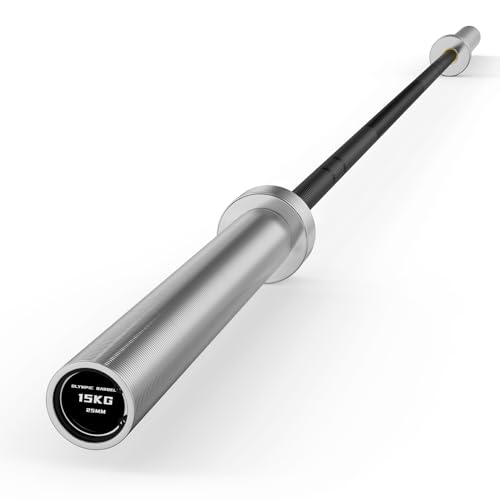 PAPABABE Olympic Barbell, 4ft/5ft/6ft/6.5ft Straight Barbell Womens Olympic Barbell for Strength Training and Technique Adjusting, 2 inch Olympic Bar with Moderate Knurling For Bench Press, Squats Curls Deadlifts Weightlifting - color: 6.5ft Elite BlackSi