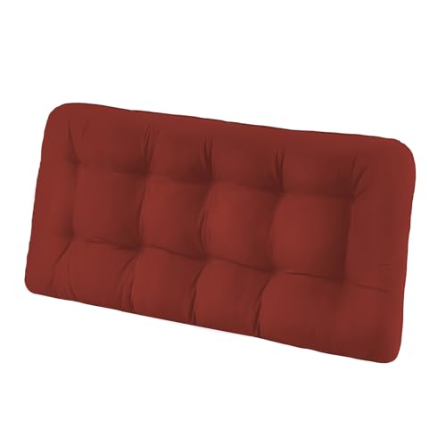 Tufted Bench Cushions for Outdoor Furniture, 44" x 19" Porch Swing Cushions Filled with Foam, Overstuffed Patio Cushions for Bench Loveseat with 2-3 Seats,Thick and Water Resistant, Brick Red - color: Brick Red, size: 44" x 19" x 5"