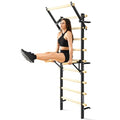 Swedish Ladder, Wood Stall Bar, Swedish ladders Wall Gym Adult, Adjustable Pull Up and Dip Station for Adults and Kids, 9-Anchor Solid Pine, Home Fitness