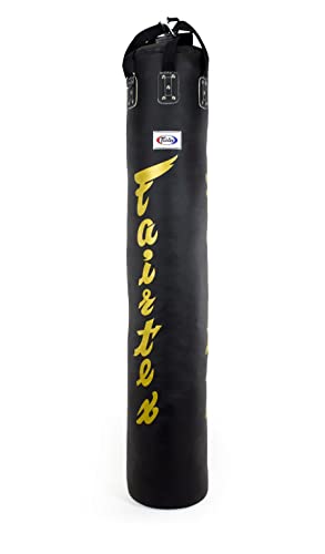 Fairtex HB6 6 Ft. Banana Bag Punching Bag for Muay Thai, Boxing, Kickboxing, MMA - 14.17" W x 70.87" H - color: HB6 Black/Gold, size: Unfilled
