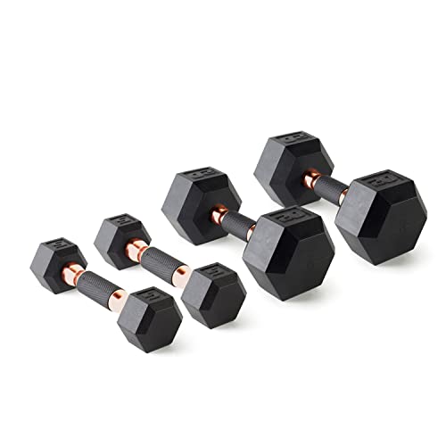 CAP Barbell 50 lbs Coated Dumbbell Set with Copper Handles, 5LBx2, 20lbx2