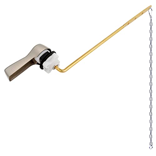 Hibbent Universal Metal Front Mount Toilet Handle Replacement Kit | Brushed Nickel Solid Brass Toilet Flush Tank Lever, Stainless Steel Flapper Chains for Most Toilet Tanks - color: Brushed Nickel, style: Upgraded Front Mount