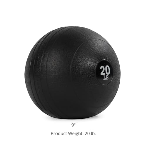 Titan Fitness Rubber Slam Ball, Dead Weight Ball Absorbs Impact, Minimal Bounce, Textured Surface for Strength and Conditioning, Cardio Workouts, Full Body Workout - style: 20 LB