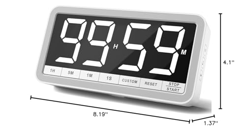 VOCOO Digital Kitchen Timer with 7.8” Extra Large Display, Magnetic, LED with 3 Brightness, 4 Alarms and 3 Volume Levels, Battery Countdown Count Up Timer for Cooking, Classroom, Home Gym (White) - color: White