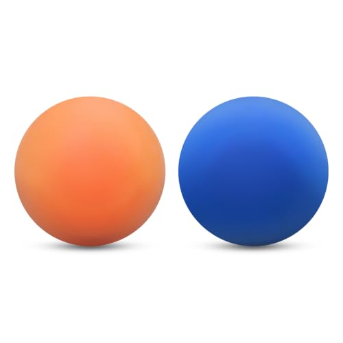 2 Pack Massage Lacrosse Balls for Myofascial Release,Yoga Deep Tissue Massage,Trigger Point Therapy and Foot Plantar Fasciitis,Muscle Soreness Massager Ball (Orange + Blue) - color: Orange + Blue