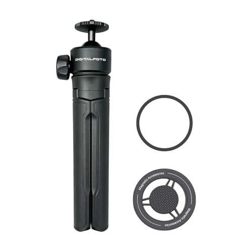 POP-4 Self-Opening Tabletop Tripod & Selfie Stick for Smartphones, Cameras & Pocket Gimbals, Magnetic Phone Mount Ready, Tap-to-Open Mini Tripod with 360° Ball Head, Dual 1/4" Threads, Portable