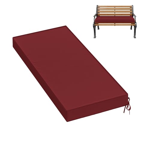 Premium Outdoor Bench Cushions for Patio Furniture 3.5inches Memory Foam Bench Cushion Waterproof Fade Resistant Porch Swing Cushions with Straps 42×18 Inch Burgundy - color: Burgundy, size: 42'' x 18'' x 3.5''