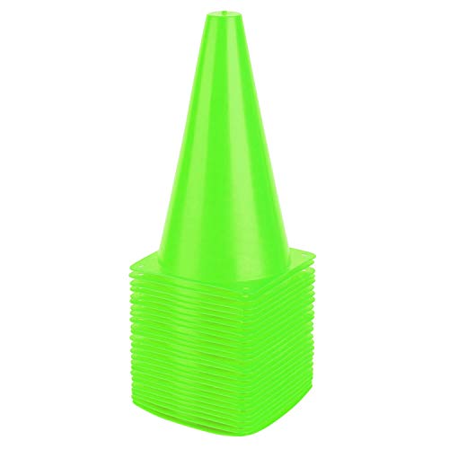 9 Inch Plastic Training Traffic Cones, Sport Cones, Agility Field Marker Cones for Soccer Basketball Football Drills Training, Outdoor Activity or Events - (Set of 10, 12, 15 or 24, 4 Colors) - color: 24 Pack Green