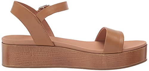 Amazon Essentials Women's Two Band Ankle Strap Open Toe Flatform Sandal - color: Cognac, size: 10