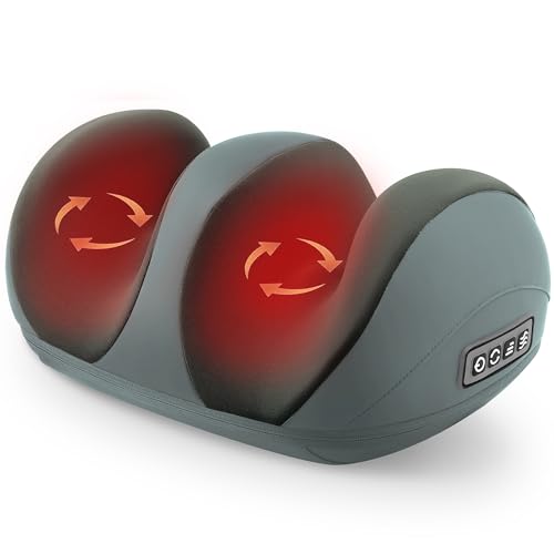 Foot Massager with Heat, Shiatsu Kneading Foot and Calf Electric Massager Machine with Roller, Massage Feet/Arm/Calf/Ankle for Relax, Plantar Fasciitis, Pain Relief, Gifts for Women & Men, Grey - color: Grey