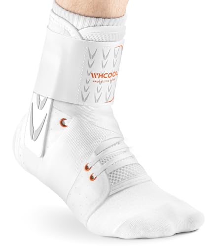 Slim-Fit Ankle Brace for Sprained Ankle, Quick Lace Up Ankle Support for Women Men with 2 Auto-Shaped Pads, Air Fabric Cool Ankle Stabilizer for Injury Recover, Running,Sports,White,M - color: White/Orange, size: M(Ankle size:12"-13")