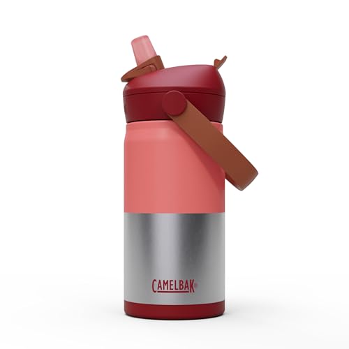 CamelBak Thrive Flip Straw Kids Insulated Stainless Steel Water Bottle with Bite Valve, Spill Resistant Easy Sip Design for School and Play, 12oz, Demi Blush - color: Demi Blush