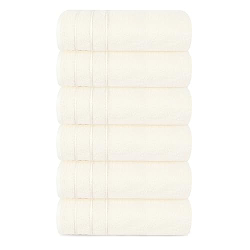 Tens Towels Pack of 6 Hand Towels, 100% Cotton, Lighter Weight, Quick to Dry, 16 x 28 Inches, Super Soft & Absorbent, Perfect for Bathroom & Kitchen, Cream - color: Cream