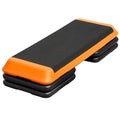 43" Exercise Aerobic Step Platform, Adjustable Fitness Stepper, with 4 Removable Risers for Home Gym Cardio Strength and Training - color: Orange