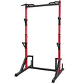 CANPA Multifunction Power Rack with Pull up Bar, Heavy Capacity and Adjustable Squat Stand Rack for Home Gym Equipment, Power Rack Cage - color: Red