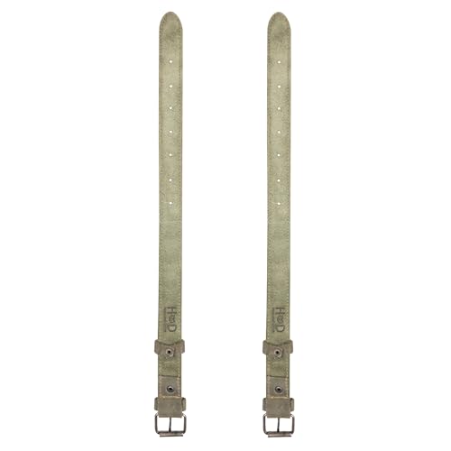 Hide & Drink, Set of 2 Rustic Bicycle Ankle Bands, Brass Metal Buckle, Adjustable Straps for Legs, Classic Vintage Gifts for Cyclists, Full Grain Leather, Handmade - color: Dark Jade