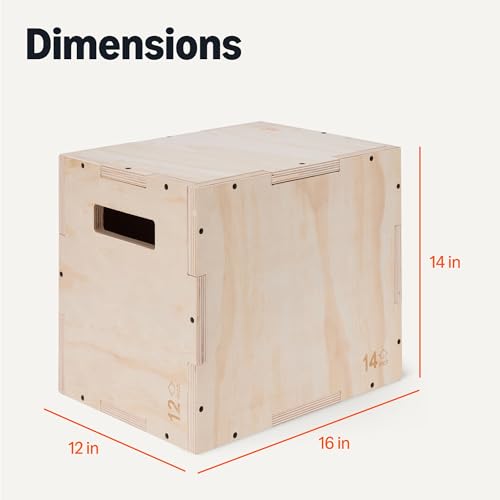 Amazon Basics Plyometric Jump Box, Plyo Box Jumps for Home Gym - size: 14"x12"x16"
